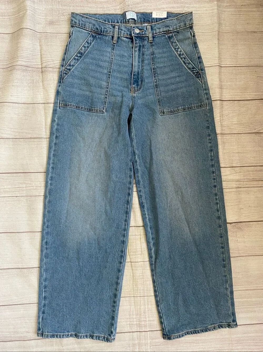 Time and Tru women 10 cotton blend wide leg jeans blue brand new